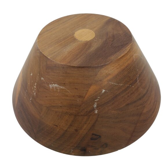 Vintage 70s Modern Burl Walnut Dark Hardwood Heavy Salad Bowl Set 4 Bowls GUC - Picture 6 of 6